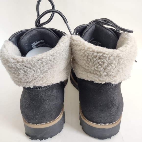 Cliffs White Mountain Pathfield Lace-Up Bootie Black US 7 Faux Fur Shearling EUC - Picture 5 of 7